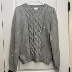 *NWOT* Pearl Accented Cable Knit Sweater/ Women's Small
